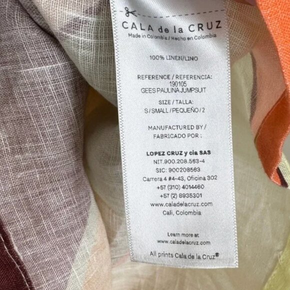 Cala de la Cruz Paulina Linen Wide Leg Jumpsuit Small‎ Multicolor - Picture 10 of 10